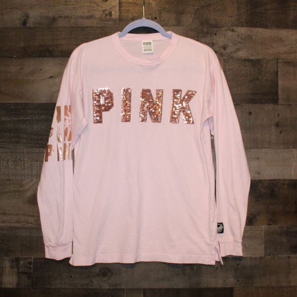 PINK Victoria's Secret Tops - VS PINK long sleeved sequin shirt